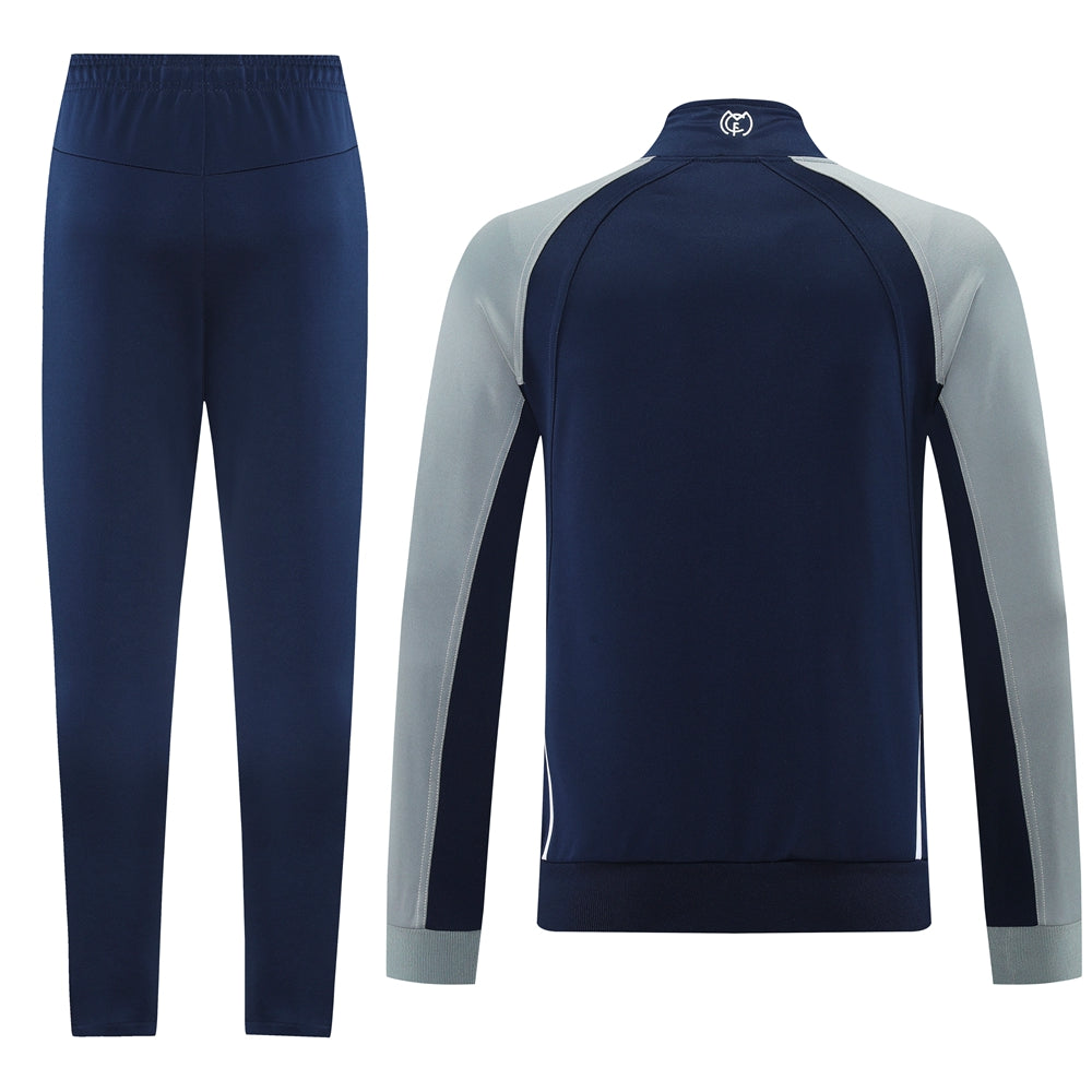 Ensemble de survêtement veste-pantalon Real Madrid Pre-Match bleu marine et gris