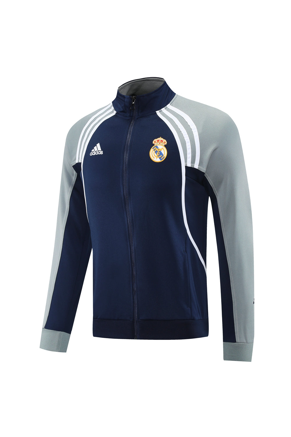 Ensemble de survêtement veste-pantalon Real Madrid Pre-Match bleu marine et gris