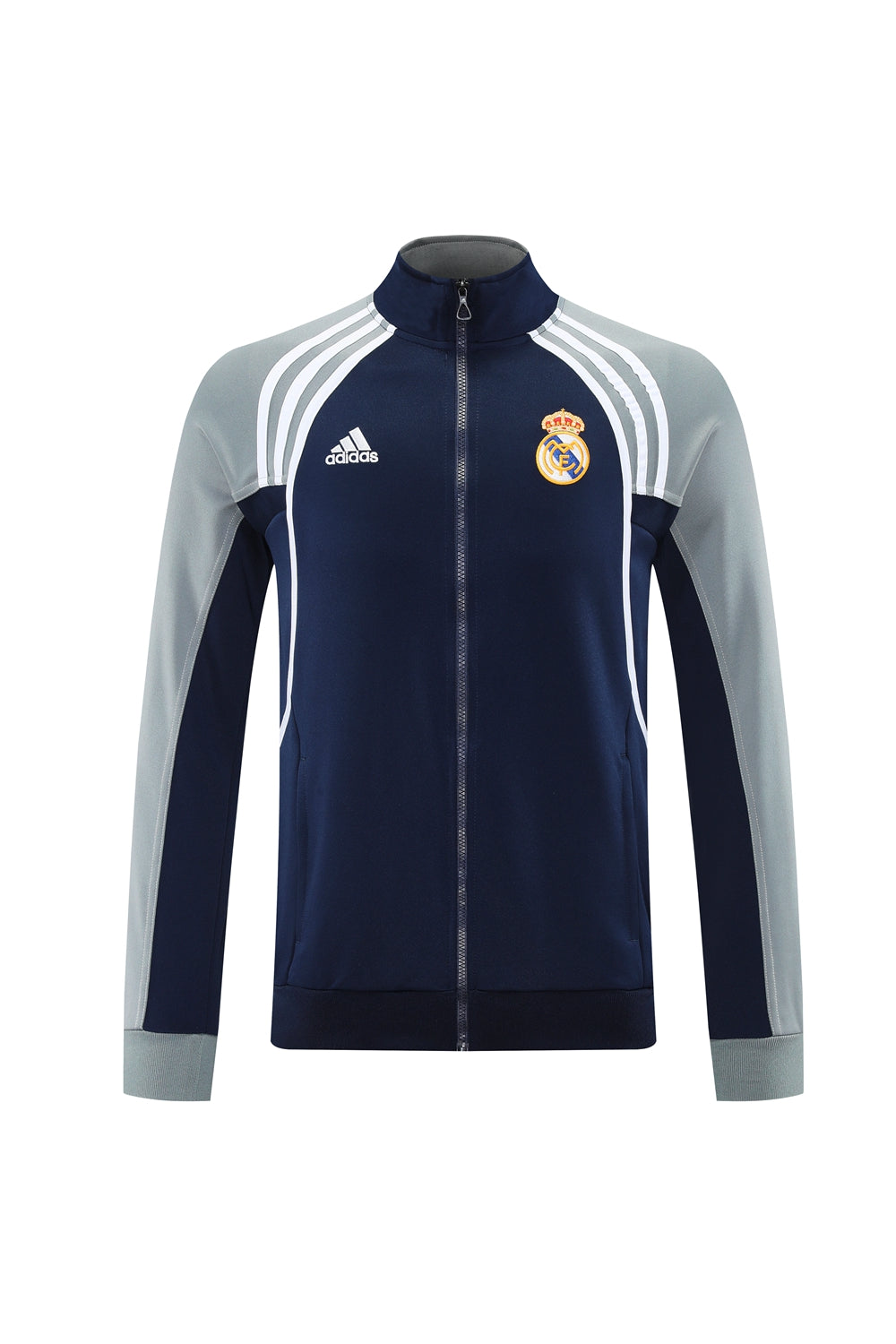 Ensemble de survêtement veste-pantalon Real Madrid Pre-Match bleu marine et gris