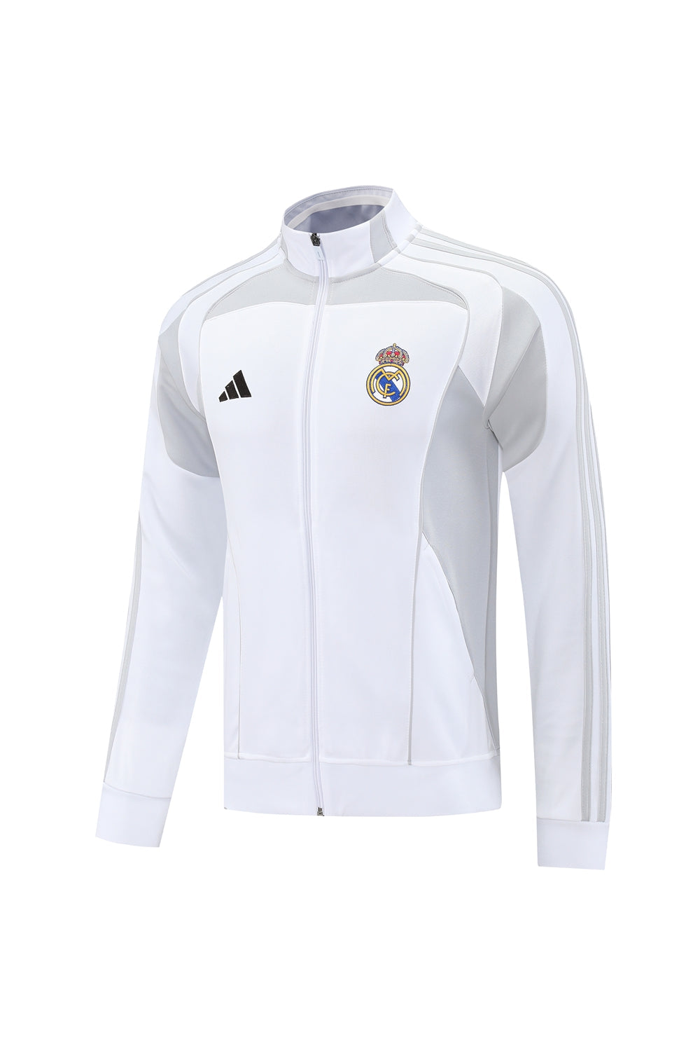 Survêtement veste blanche et grise d'avant-match Real Madrid