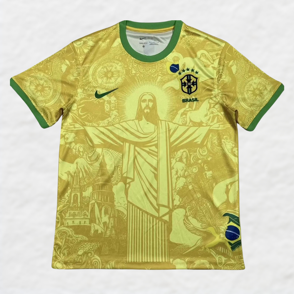 BRÉSIL 2024/25 MAILLOT ÉDITION SPÉCIALE « JÉSUS-CHRIST LE RÉDEMPTEUR » JAUNE