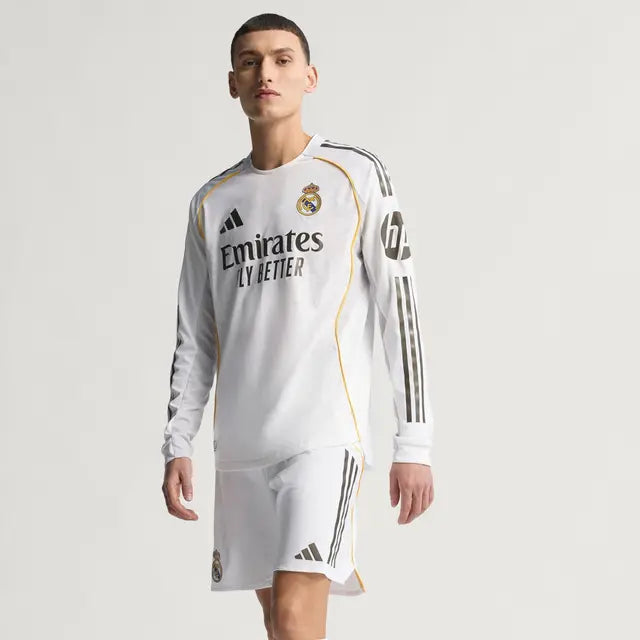 Real Madrid Home Player Version Long Sleeve Jersey 2025/26