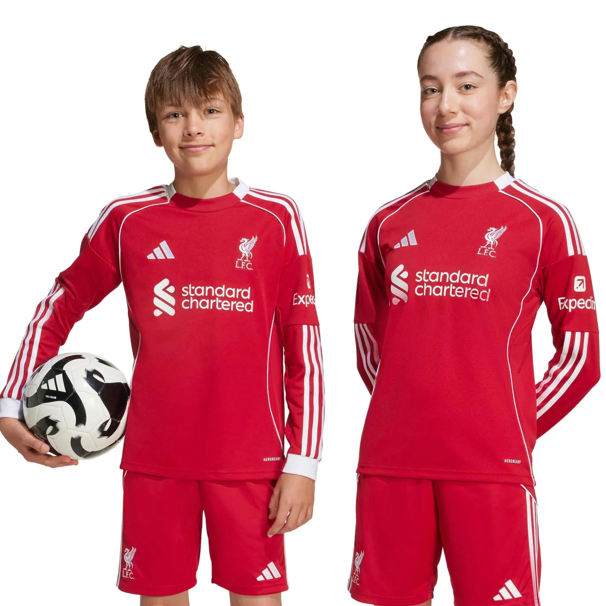 Maillot de football à manches longues domicile pour jeune Liverpool 2025-26