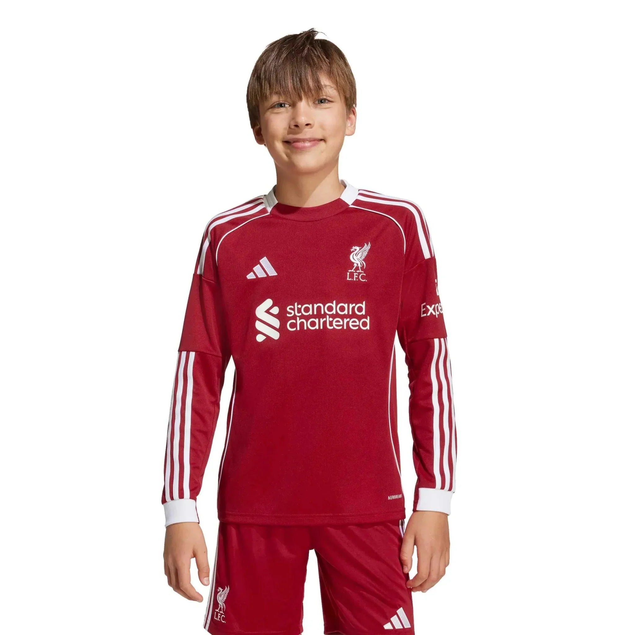 Maillot de football à manches longues domicile pour jeune Liverpool 2025-26