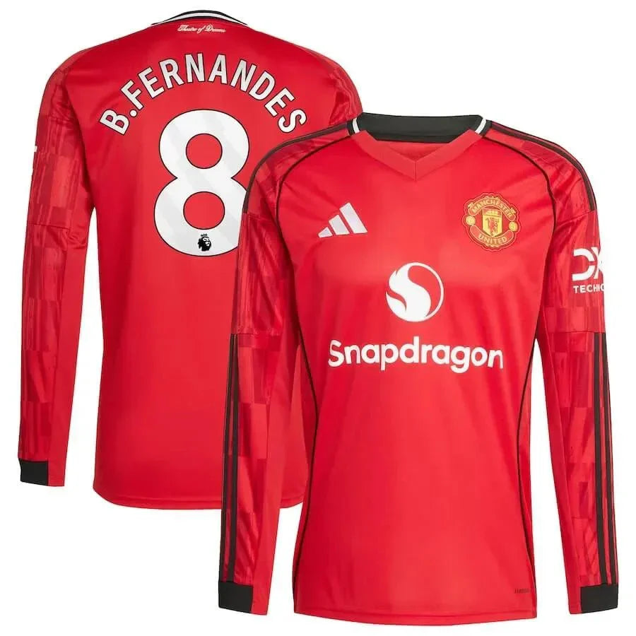 Manchester United 2025-26 Men's Stadium Home Long-Sleeve Soccer Jersey