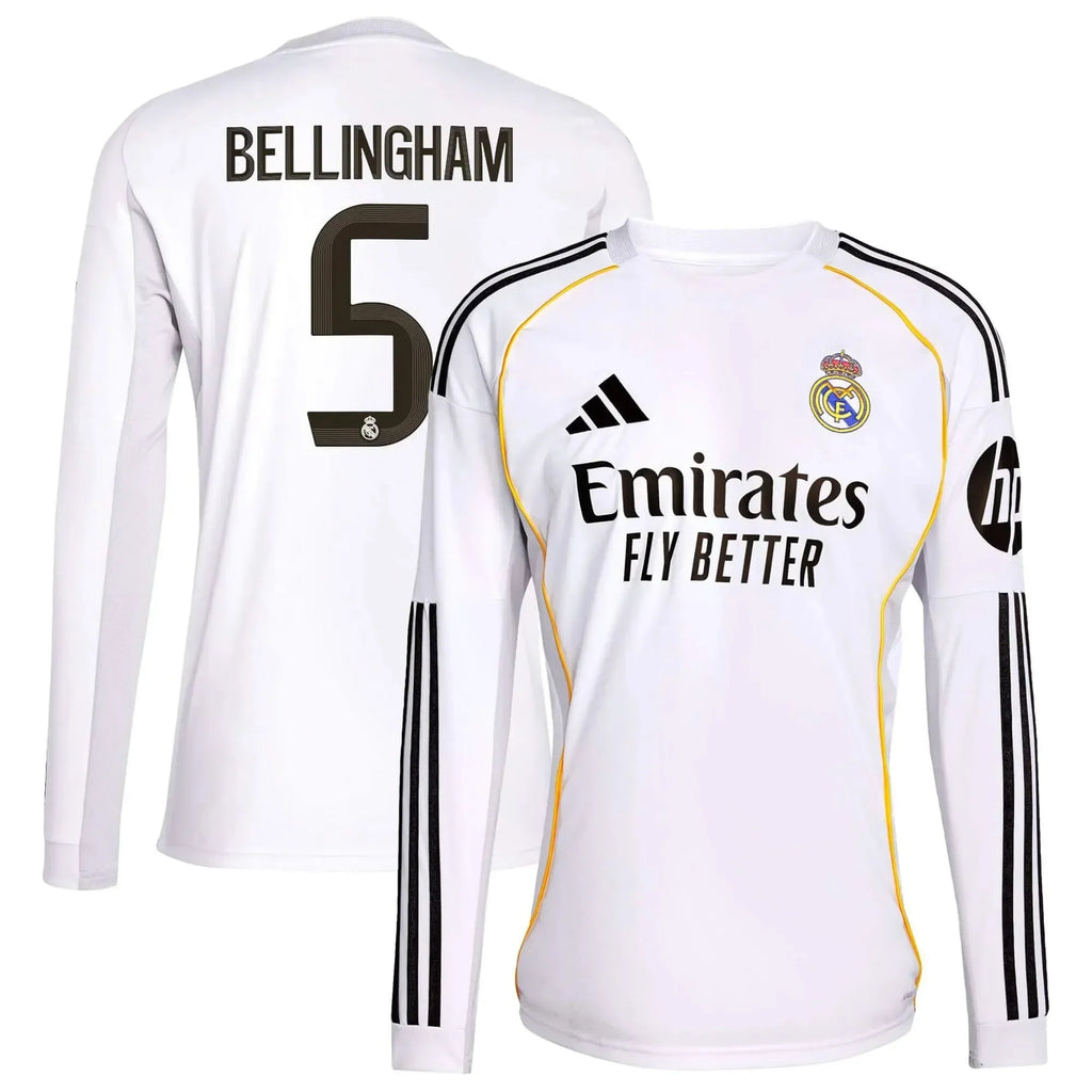 2025-26 Real Madrid Men's Stadium Home Long-Sleeve Soccer Jersey