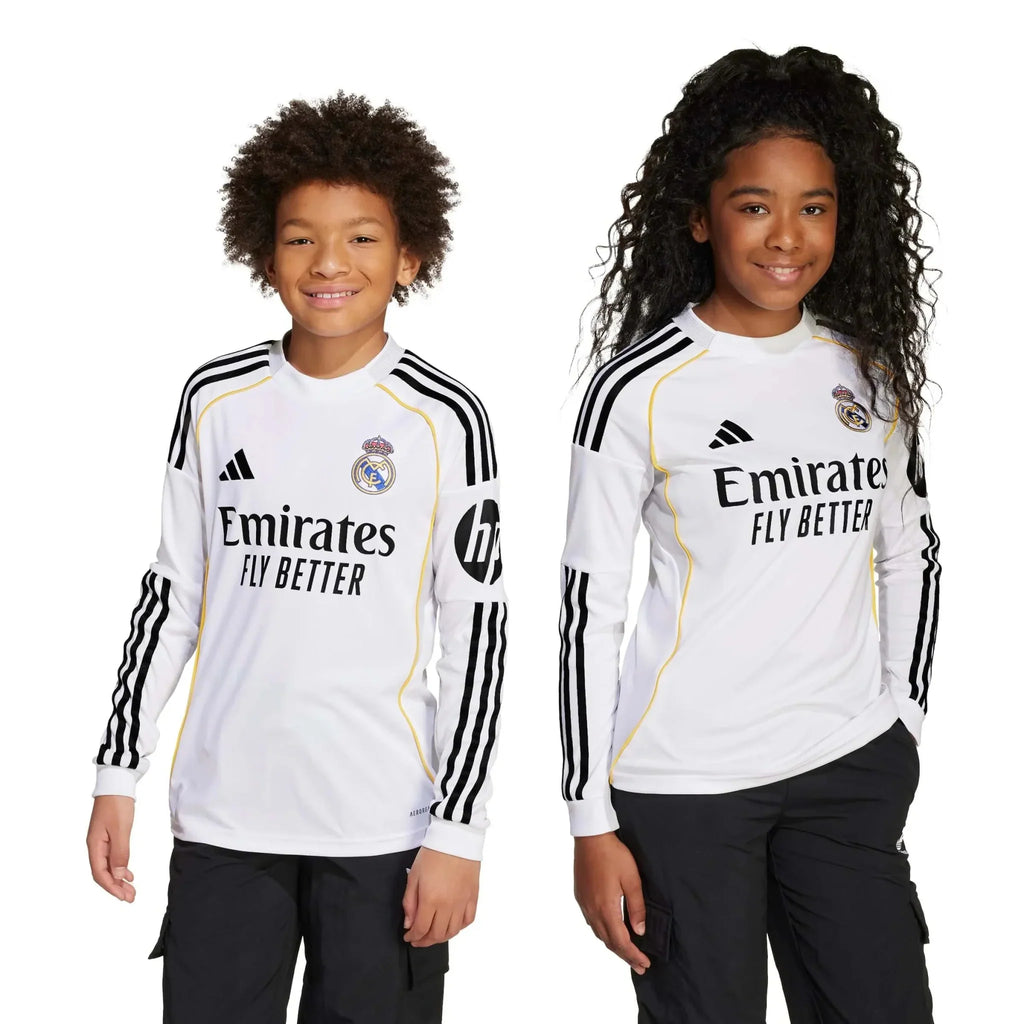 2025-26 Real Madrid Youth Stadium Home Long-Sleeve Soccer Jersey