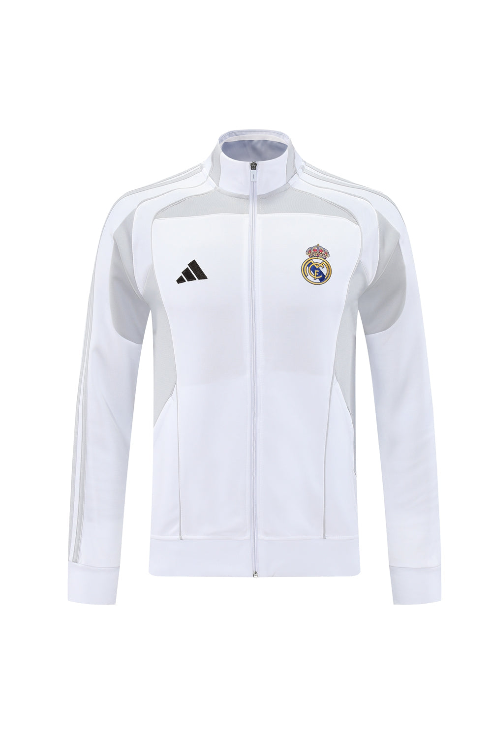 Survêtement veste blanche et grise d'avant-match Real Madrid
