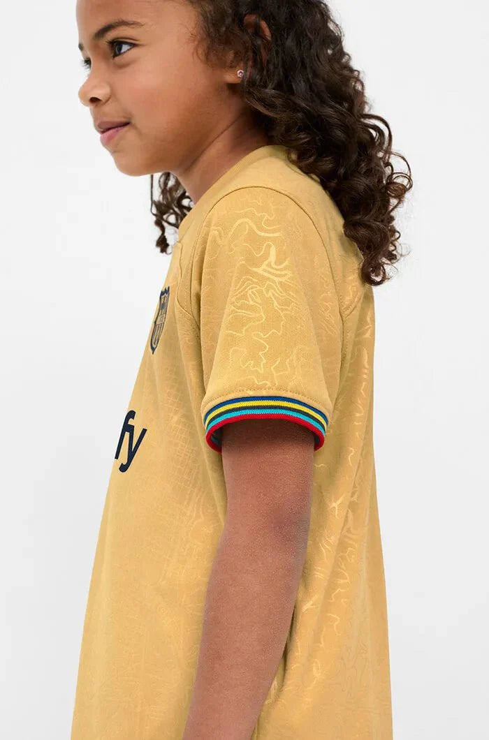 Barcelona 2022-23 Away Little Kids Kit Gold-Navy