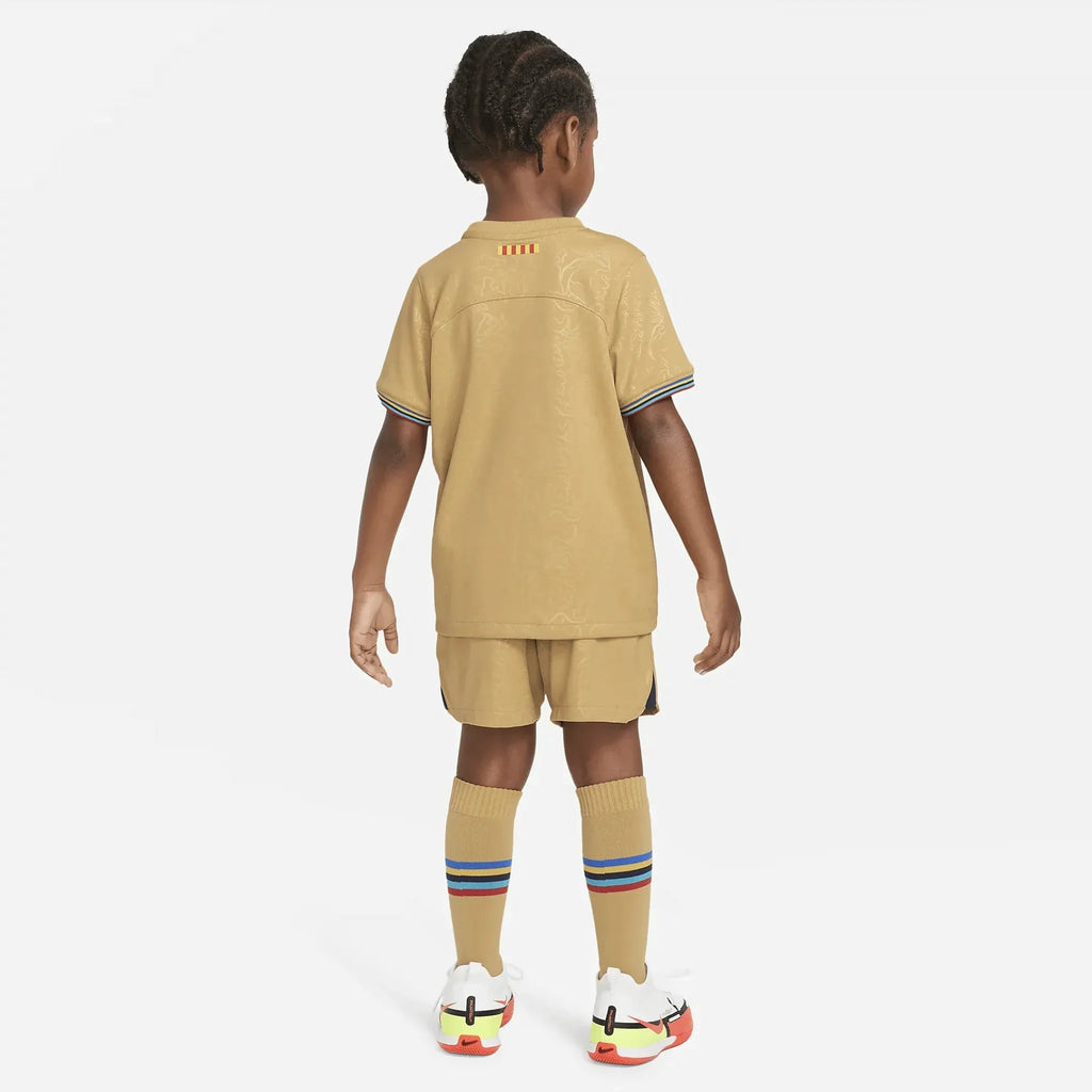 Barcelona 2022-23 Away Little Kids Kit Gold-Navy