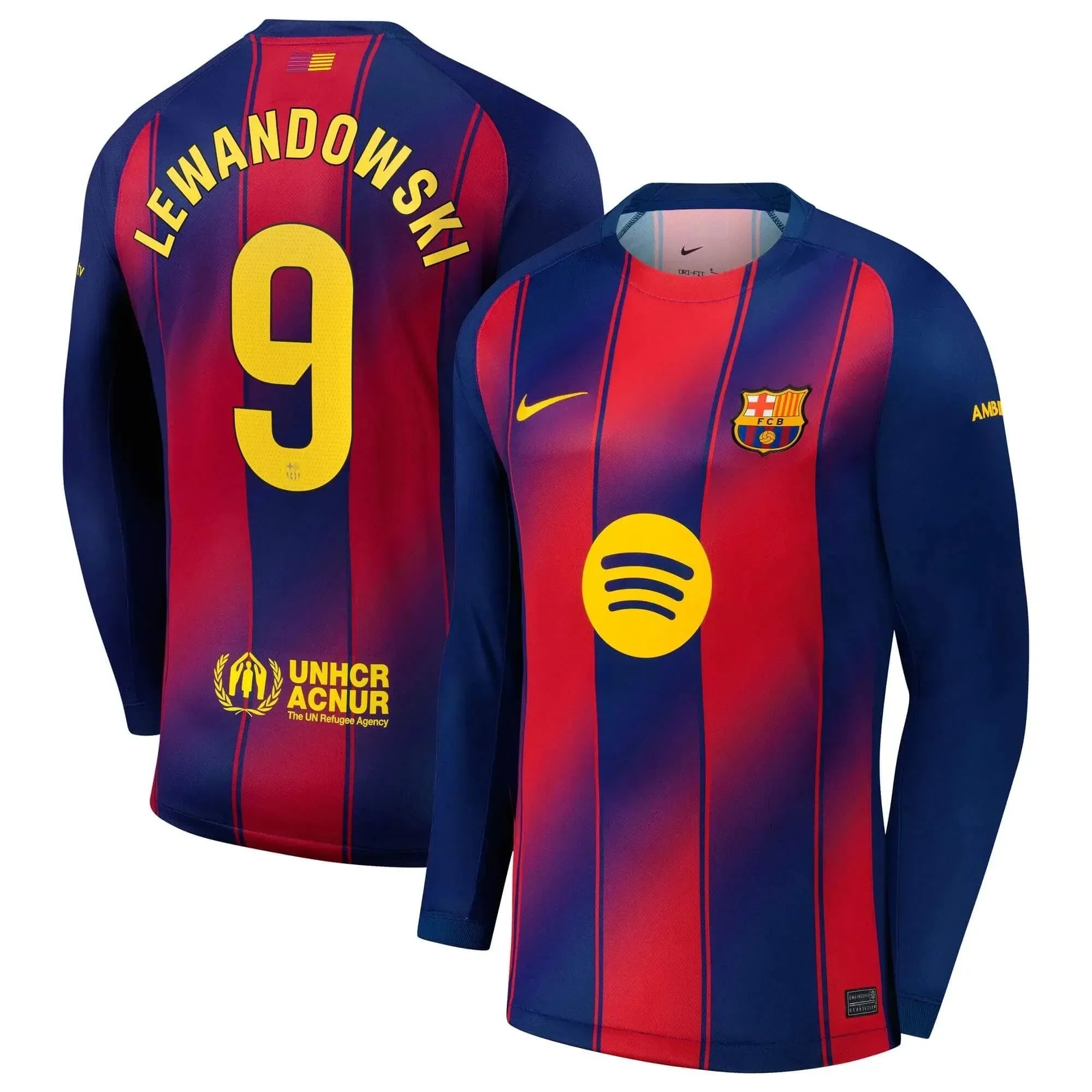Barcelona 2025-26 Men's Stadium Home Long-Sleeve Soccer Jersey