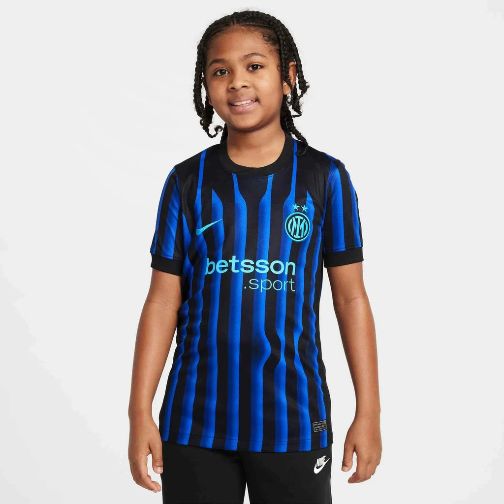Inter Milan 2025-26 Youth Stadium Home Soccer Jersey