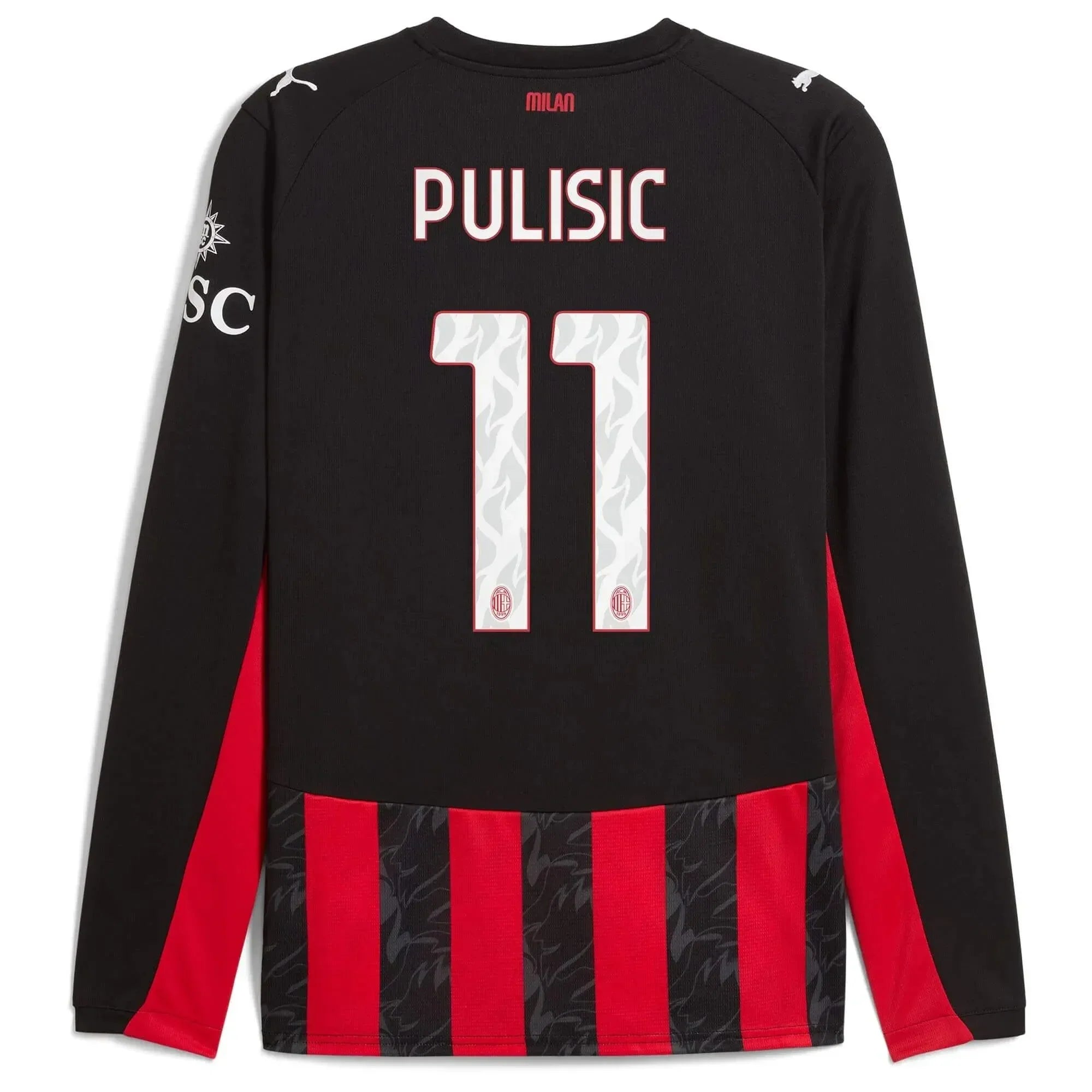 AC Milan 2025-26 Men's Stadium Home Long-Sleeve Soccer Jersey