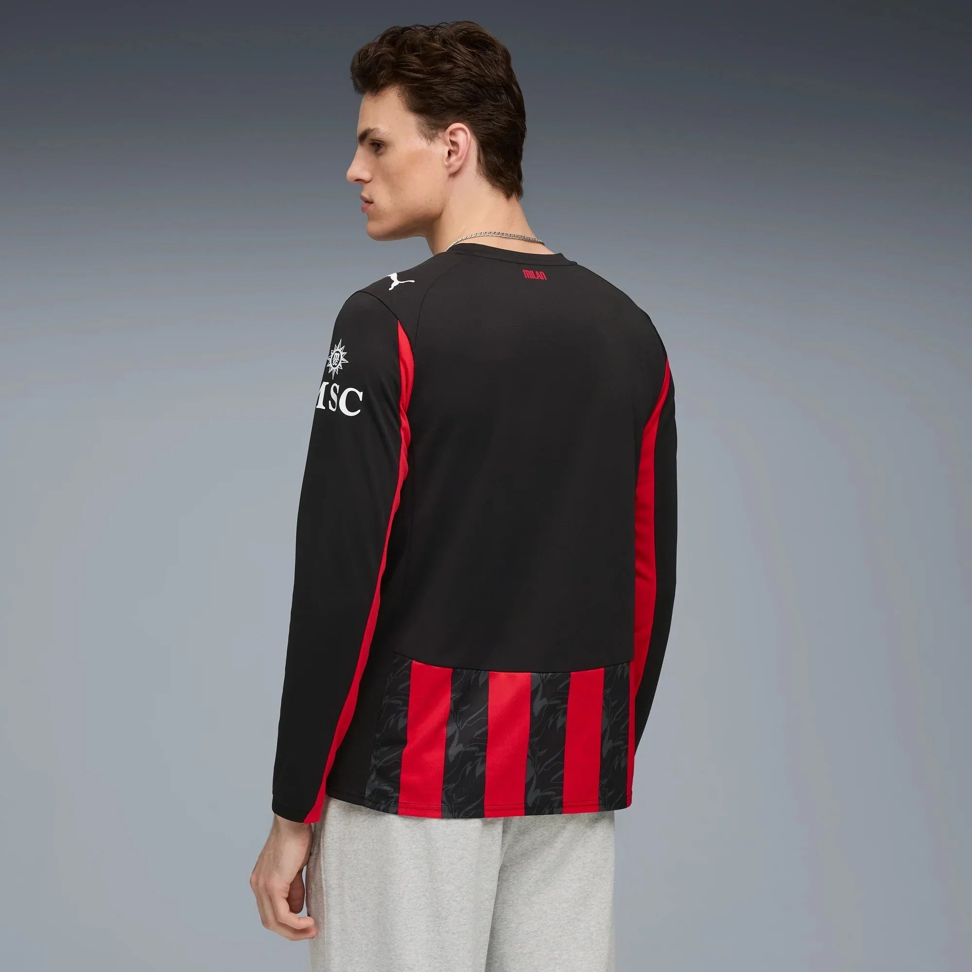 AC Milan 2025-26 Men's Stadium Home Long-Sleeve Soccer Jersey