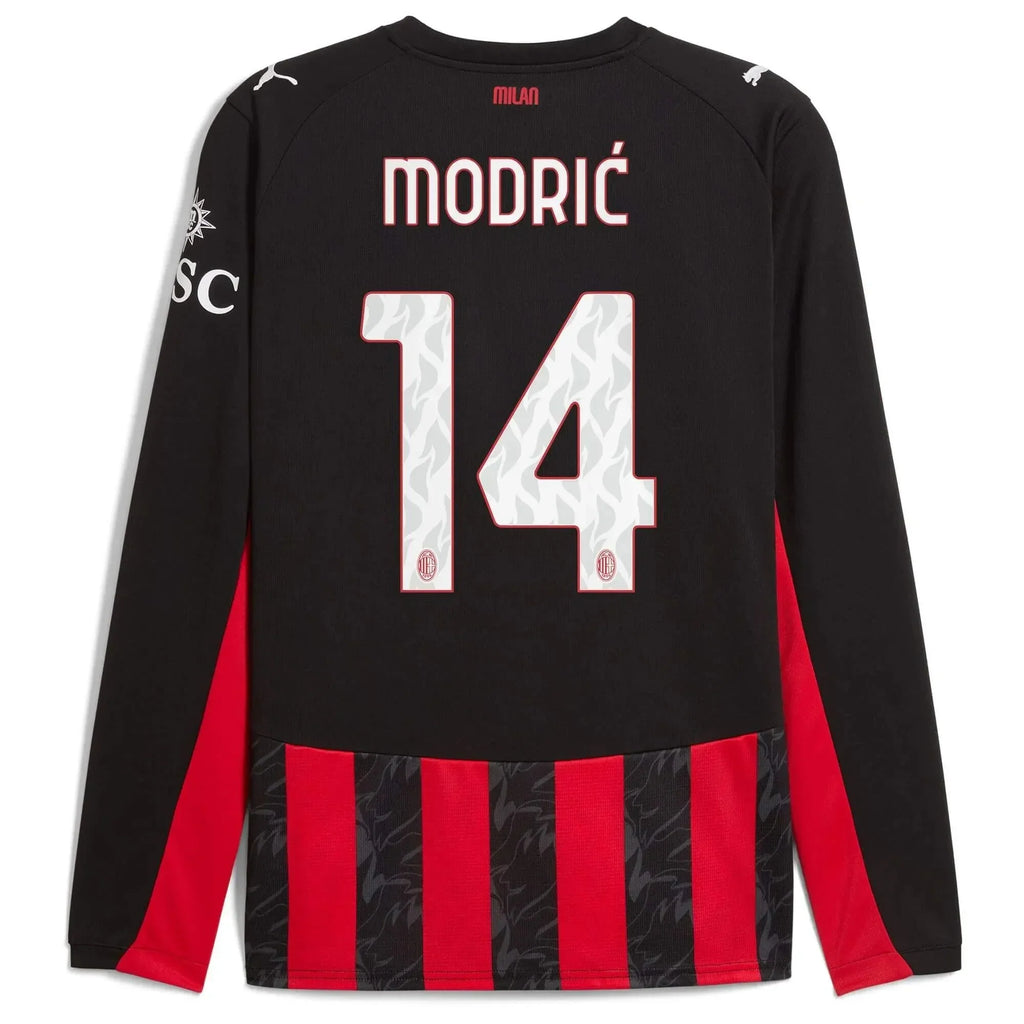 AC Milan 2025-26 Men's Stadium Home Long-Sleeve Soccer Jersey