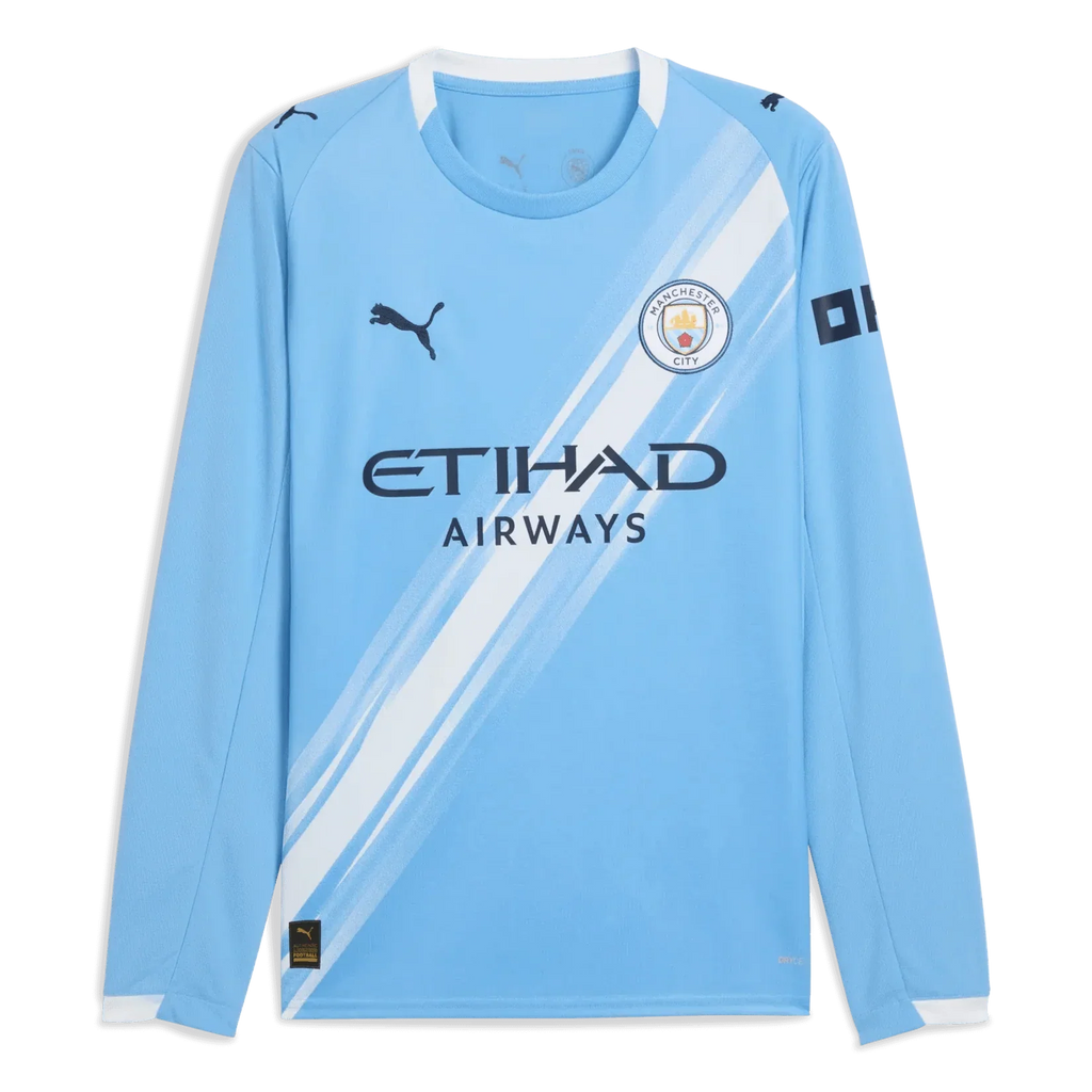 Manchester City 2025-26 Men's Stadium Home Long-Sleeve Soccer Jersey