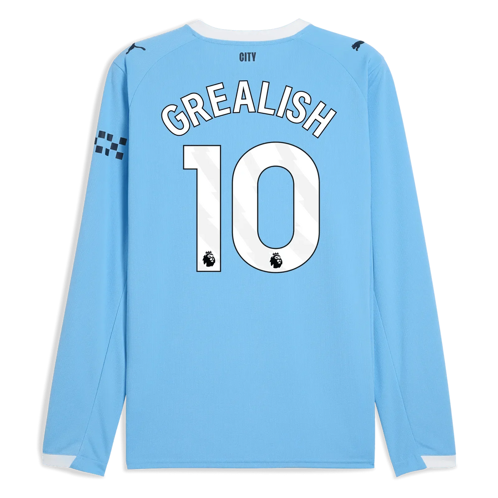 Manchester City 2025-26 Men's Stadium Home Long-Sleeve Soccer Jersey