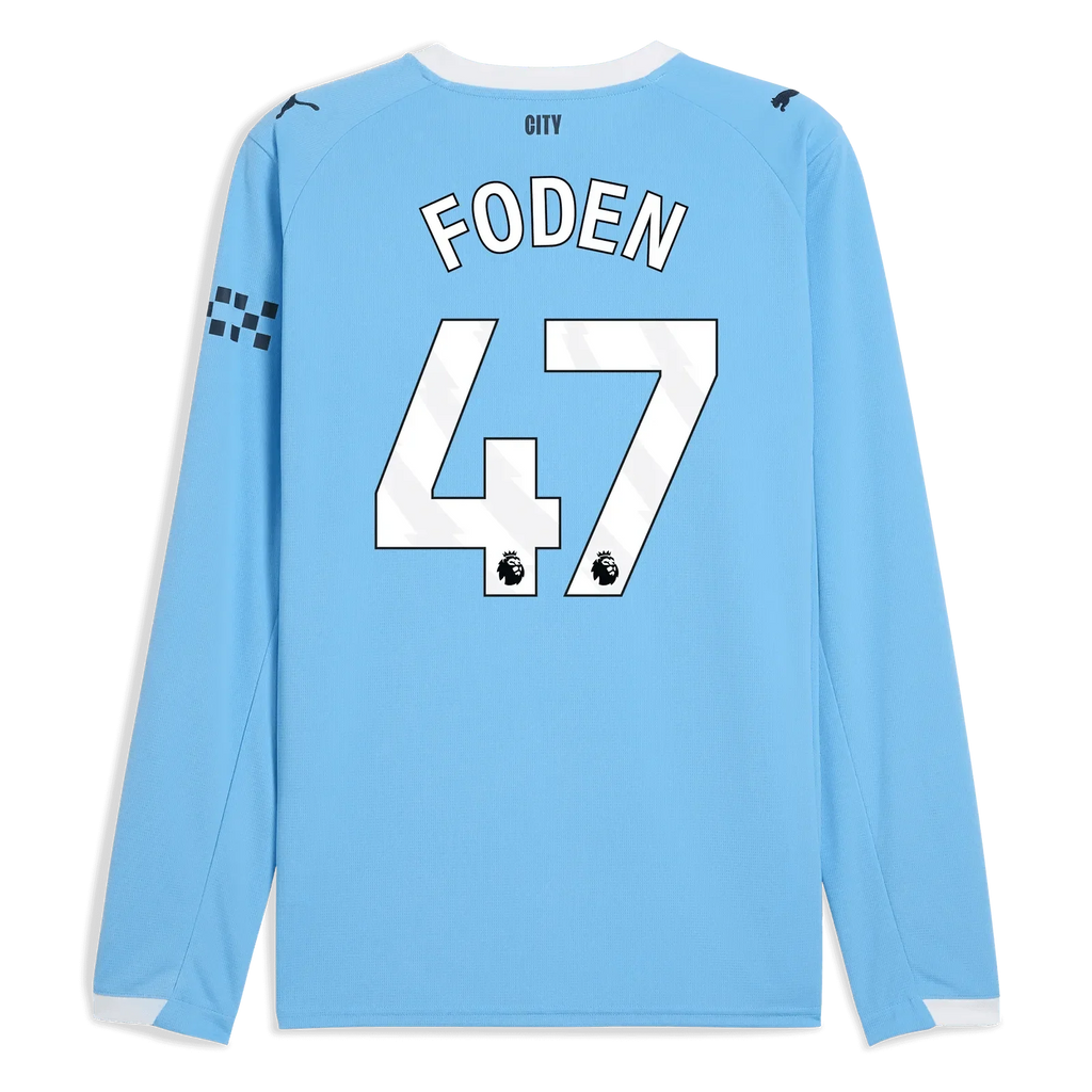Manchester City 2025-26 Men's Stadium Home Long-Sleeve Soccer Jersey